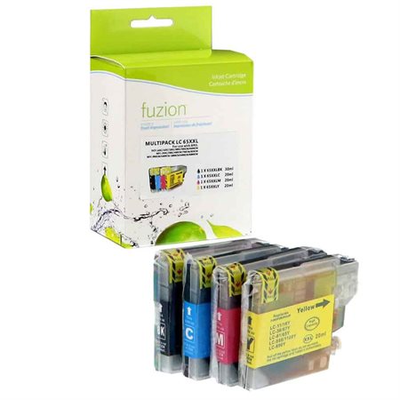 Compatible Ink Jet Cartridge (Alternative to Brother LC65) Package of 4 black, cyan, magenta and yellow