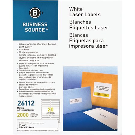 Premium Mailing Labels Package of 100 sheets 1 x 4 in. (2000)