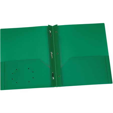 Couverture de présentation en Poly Avec attaches. Capacité de 135 feuilles vert