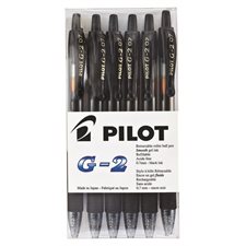 Stylos à bille roulante rétractable G2 0,7 mm. Boîte de 6 noir