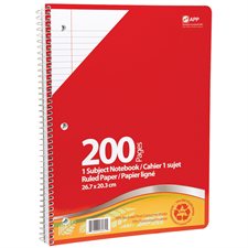 Cahier à reliure spirale ligné recyclé 1 sujet 200 pages