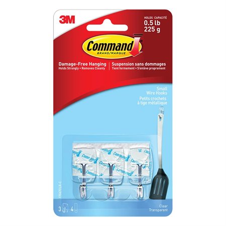 Command™ Utensil Hooks 3 hooks and 4 strips clear