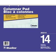 A5300 Columnar Pad 16-1/2 x 14", tear-off headers. 14 col.