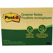 Feuillets autoadhésifs Post-it® recyclés Ligné 4 x 6 po. (12)