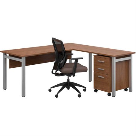 Ionic® L-Shaped Workstation winter cherry