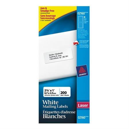 White Filing Labels 2-5 / 8 x 1” (200)