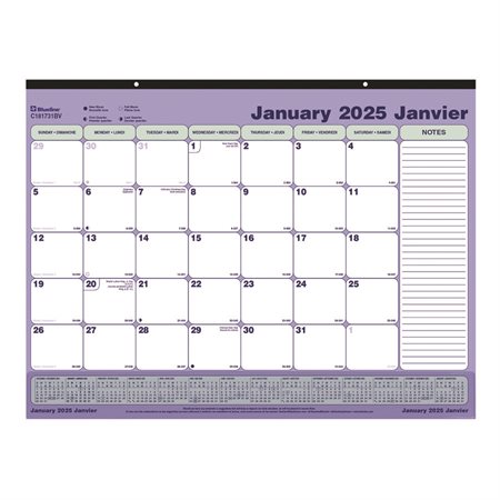 Monthly Desk Pad Calendar (2025) 21-1 / 4 x 16 in., with transparent strip at the bot bilingual