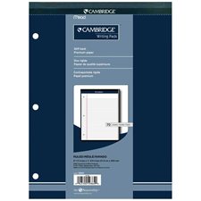 Bloc-notes de bureau Cambridge® Lettre. Ligné 5/16”, 3 perforations. 70 feuilles. blanc