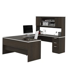 Ridgeley U-Shaped Workstation chocolate/black