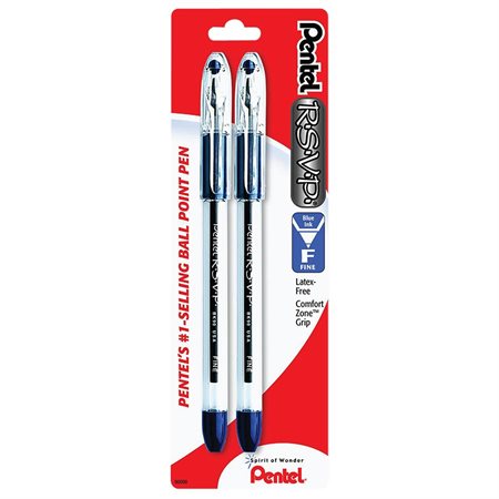 Stylo à bille RSVP® 0,7 mm. Paquet de 2 bleu