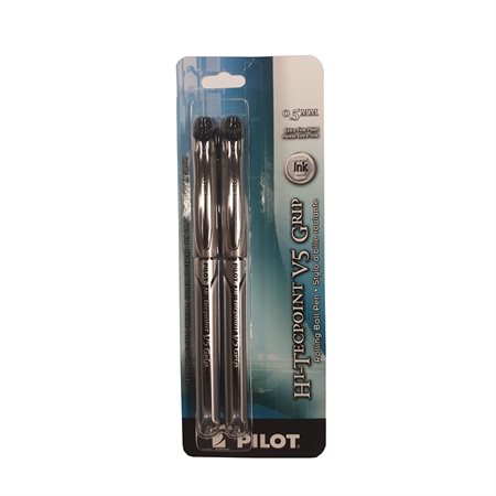 Stylos à bille roulante Hi-Tecpoint Grip V5  /  V7 0,5 mm. Paquet de 2 noir