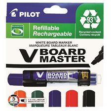 Begreen V Board Master Dry Erase Marker Chisel Point. Pack of 5.