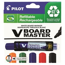 Begreen V Board Master Dry Erase Marker Bullet Point. Pack of 5. assorted colours