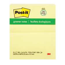 Feuillets autoadhésifs Post-it® recyclés Uni 3 x 5 po. (1)