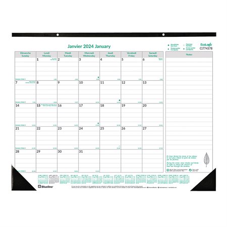 EcoLogix® Monthly Desk Pad Calendar (2025) Bilingual