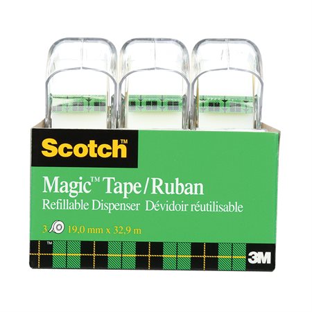 Ruban adhésif Scotch® Magic™ Dévidoir 19 mm x 32,9 m. Paquet de 3