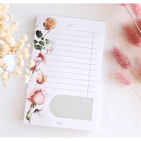 PAD DE NOTES - LISTE EN FLEURS