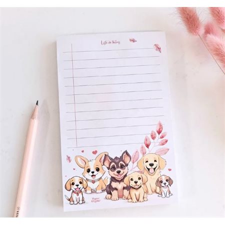 PAD DE NOTES - PETITS CHIOTS SOURIANTS