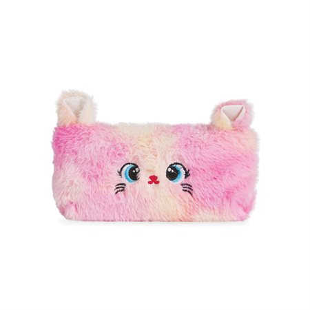 Étui à crayon en peluche visage de chat