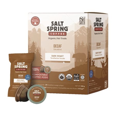 Salt Spring Compostable Pods - Keurig Compatible Decaf Dark Roast