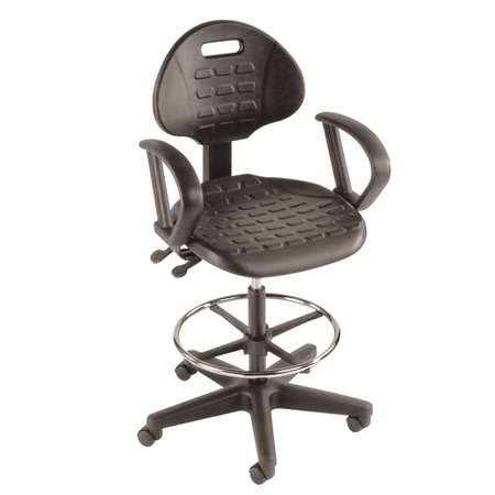 Interion Black Adjustable Stool With Arms