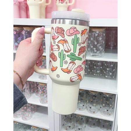 BOUTEILLE TUMBLER 40 OZ - BOTTES COWBOY CACTUS