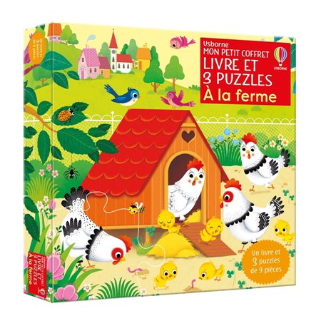 A la ferme : Mon petit coffret Livre et 3 puzzles