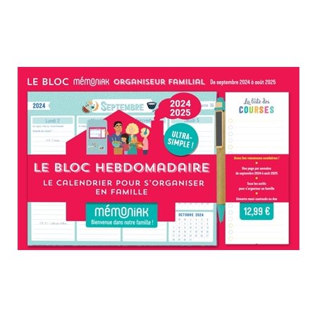 Le bloc hebdomadaire 2024-2025 : le calendrier pour s'organiser en famille