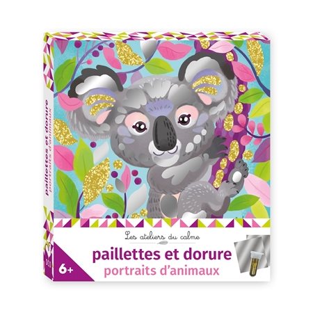 Paillettes et dorure : portraits d'animaux, Les ateliers du calme