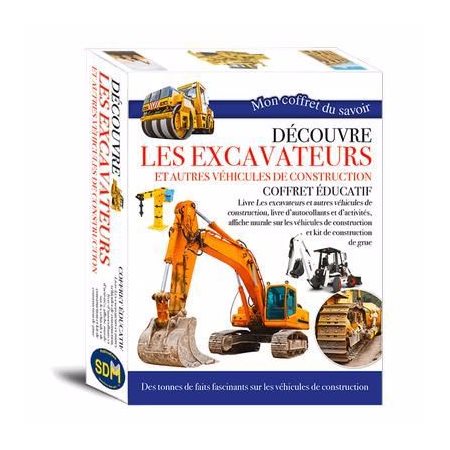 Découvre les excavateurs et autres véhicules de construction : coffret éducatif, Mon coffret du savoir